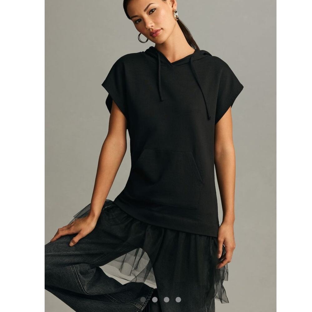 By Anthropologie Tulle Short-Sleeve Sweatshirt Sz Medium - Picture 5 of 7